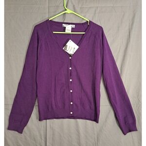 NWT A.R.I. V-Neck Button Up Cardigan Sweater Women's size XL Purple